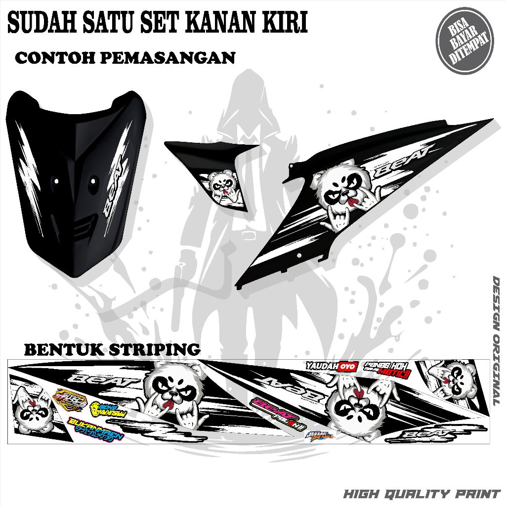 striping variasi sticker beat karbu motif panda simple keren terbaru