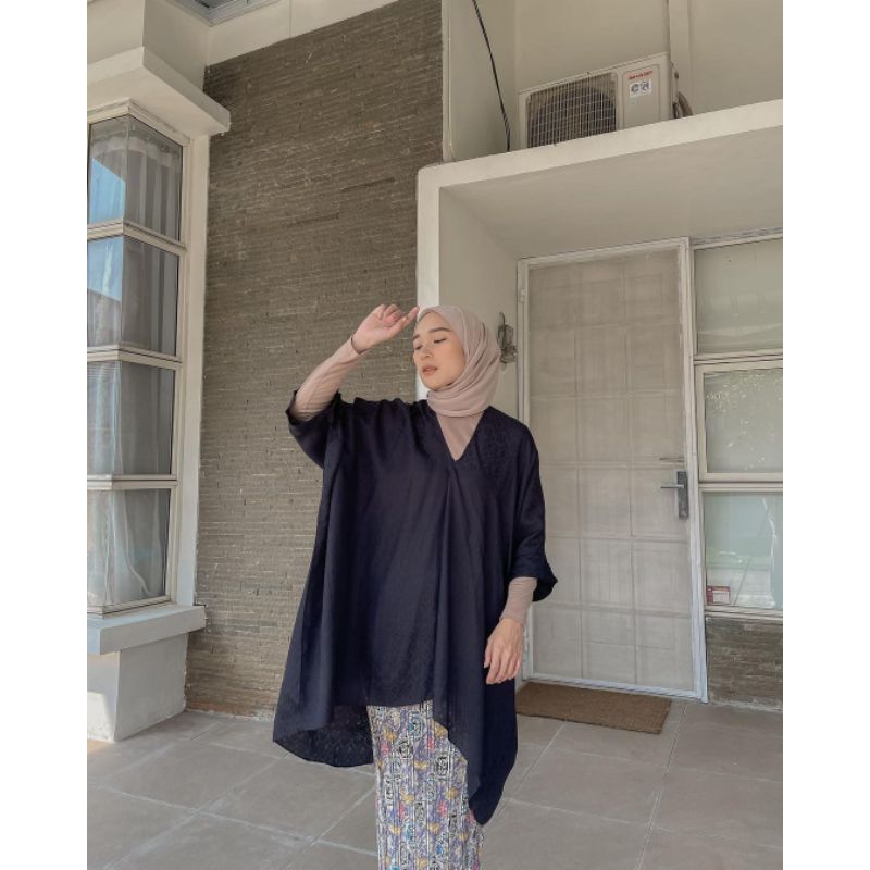 syahnita kaftan batik viscose polos tunik batik kebaya wanita modern