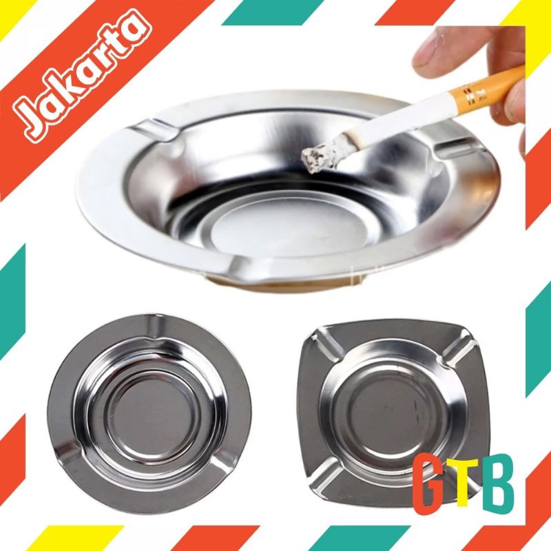 Asbak Petak ASB-01 Uk 12CM Stainless Asbak Rokok Murah Tempat Putung Rokok Asbak Bulat & Persegi Imp