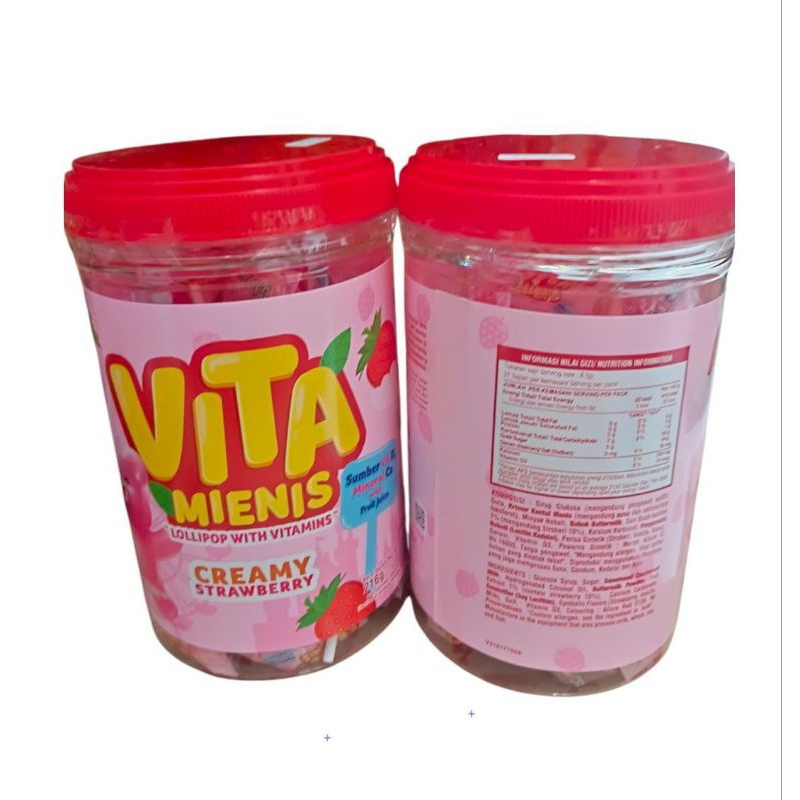 

VITA mienis lollipop with vitamins creamy strawberry 216gr