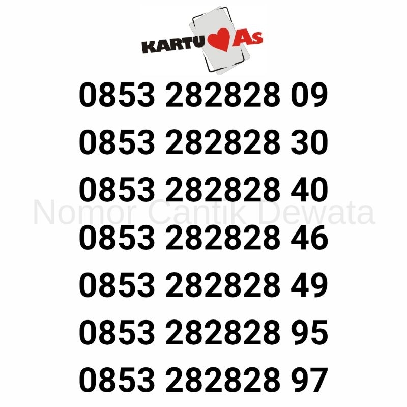 Nomor Cantik Kartu AS Perdana Telkomsel Nomer Cantik Seri 282828