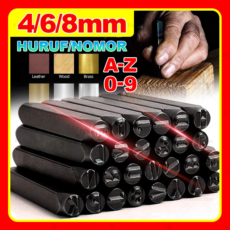 

36pcs Alat Ketok Huruf Dan Angka Nomor Rangka Mesin 0-9 Letter A-Z Number Punch Set Ukuran 4mm 6mm 8mm Alphabets Printing Tool Steel Stamp 9pcs 26pcs Untuk Plastik, Kayu, Kulit for Imprinting Metal, Plastic, Wood, Leather