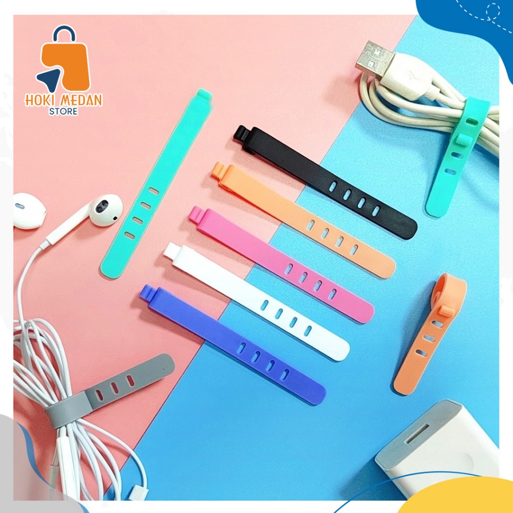 HK 18 Pengikat kabel silocon | Cord cable silicon | Pengikat kabel multifungsi | pengikat kabel kare