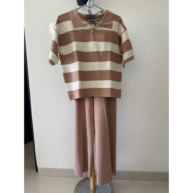 [NEW] Ploypa Studio - Set BKK Kerah - Knit - Brown - Airport Outfit