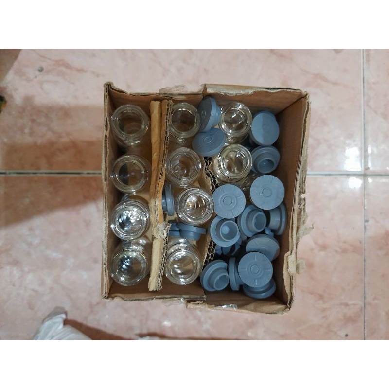 Botol Vial 10ml Tutup Karet _ Botol Vial Kaca 10 ml plus tutup karet untuk tempat sampel / suvenir