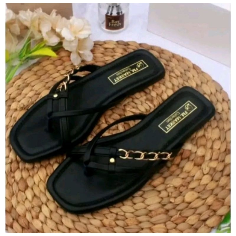 teplek sandal teplek wanita tali rantai