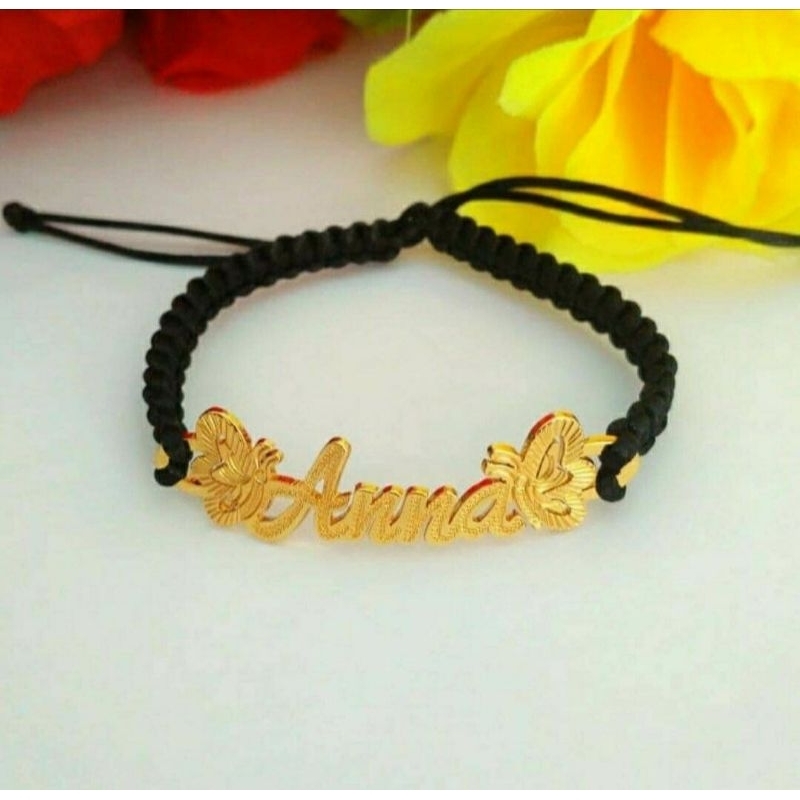 Gelang Tali Titanium Anti Karat Bisa Custom Nama Sendiri