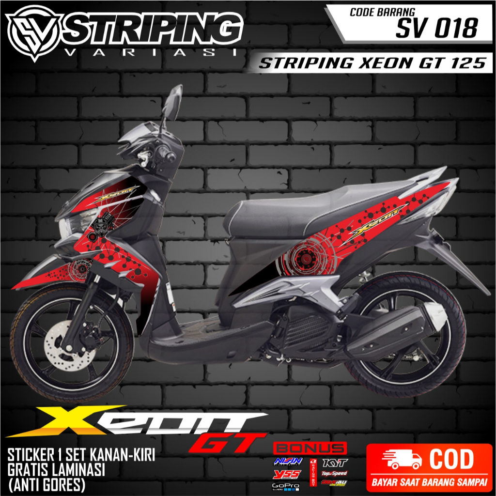 Striping Sticker Sepeda Motor XEON GT 125 / STIKER XEON GT 125 VARIASI Motif Desain Terbaru | SV 018