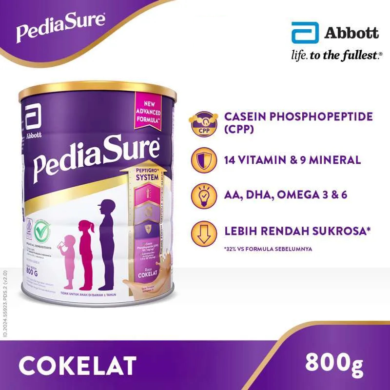 PEDIASURE Cokelat 800g - Susu Pertumbuhan Anak Usia 1 - 10 Tahun Rasa Coklat