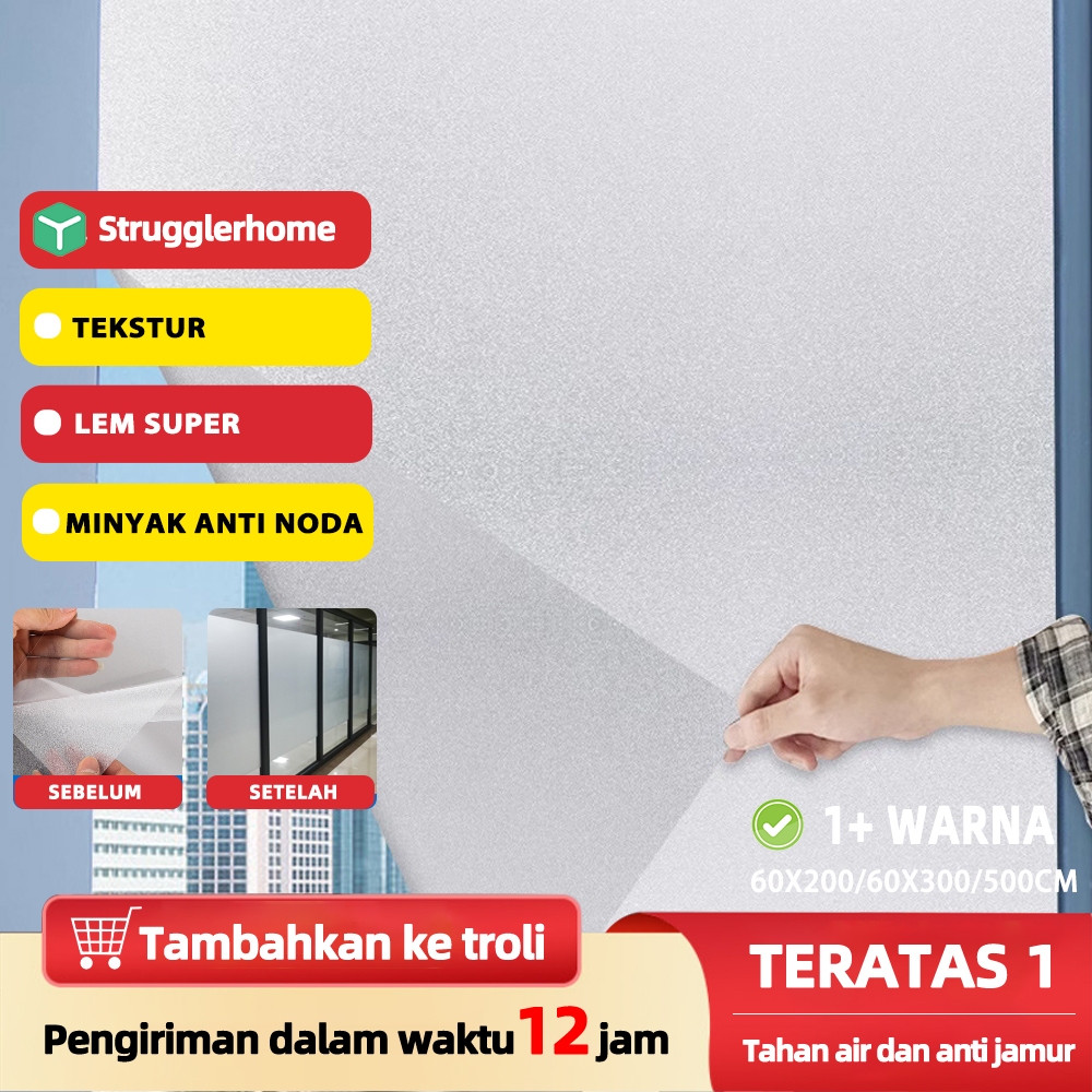 【strugglerhome】Sticker Sandblast Kaca Jendela 600x200cm Tipe Baru Untuk Mall Restoran Sekolah Tahan 
