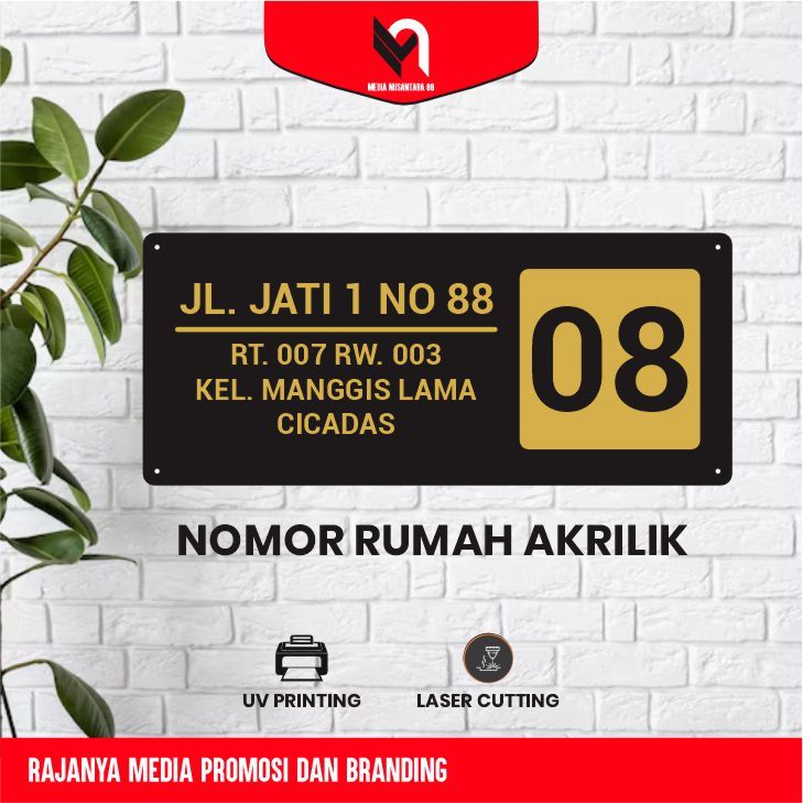 Papan Nomor Rumah Acrylic Nomer Rumah Aesthetic Type - 09