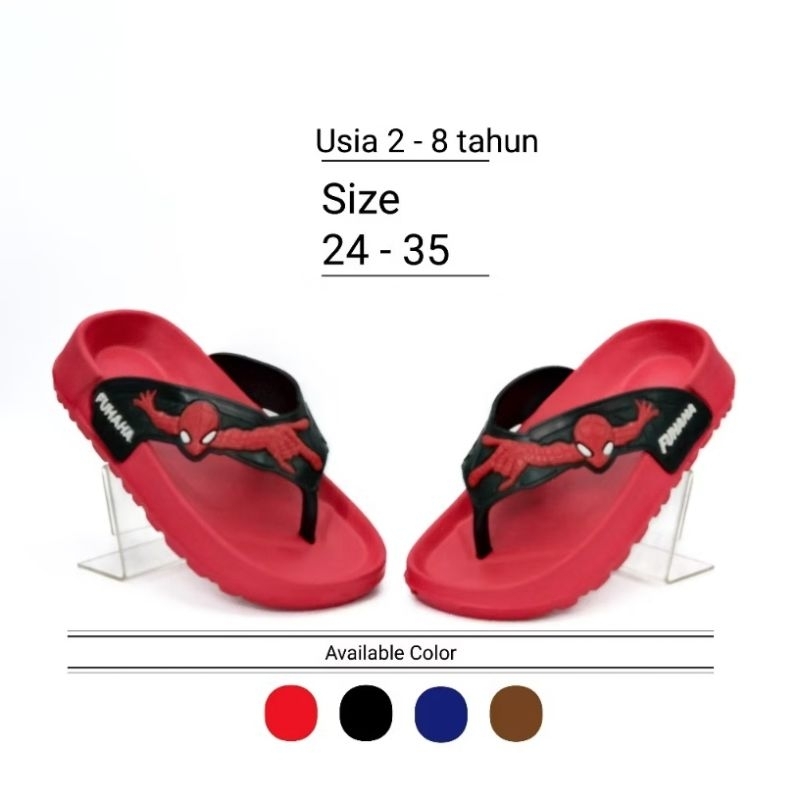 SANDAL JEPIT ANAK LAKI-LAKI KARAKTER SPIDERMAN KARET RINGAN