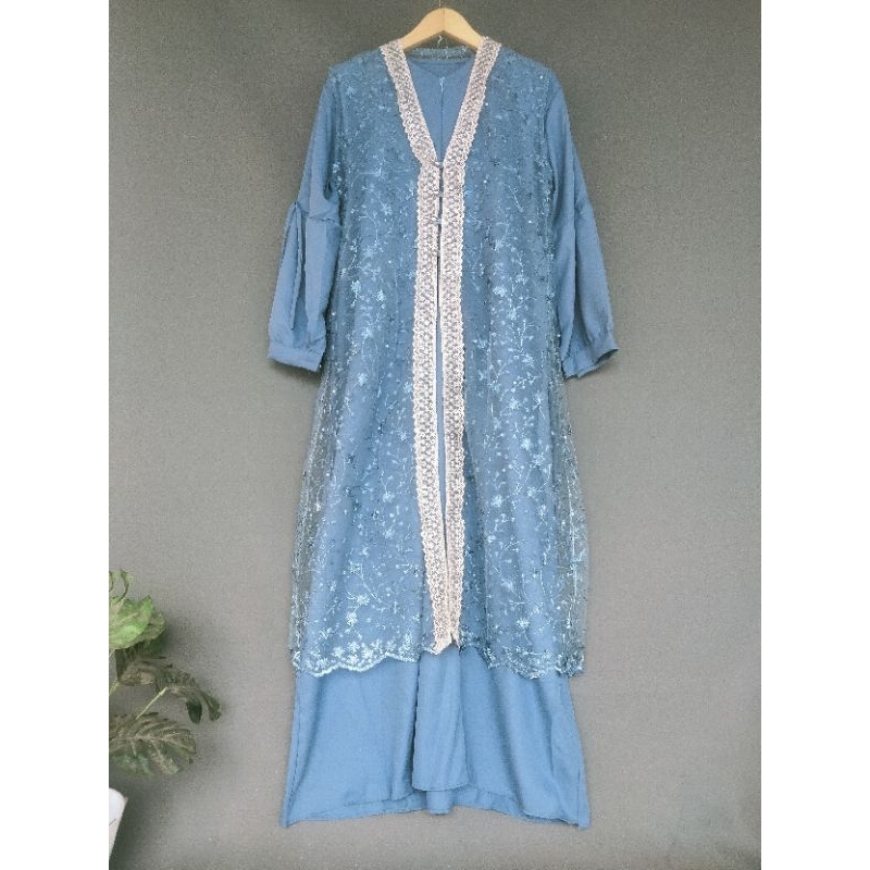 Gamis brukat outer lepas pasang