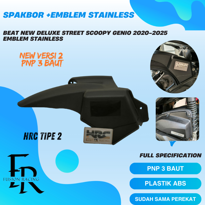 SPAKBOR KOLONG BEAT NEW DELUXE STREET SCOOPY GENIO 2020 - 2026 PLUG AND PLAY 3 BAUT+EMBLEM STAINLESS