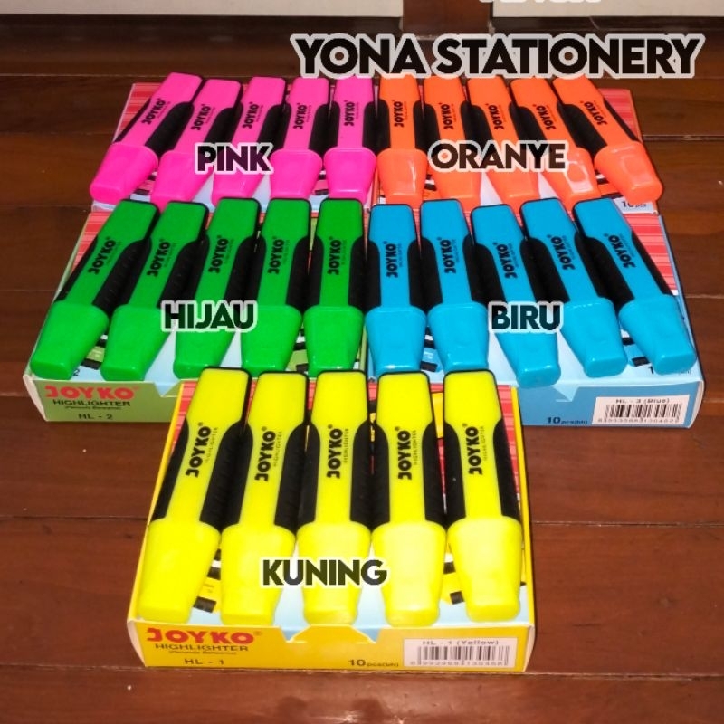 

Ay00! Stabilo Joyko / Joyko Highlighter Isi 10 Pcs Tersedia dalam Warna Pink, Kuning, Oranye, Biru,
