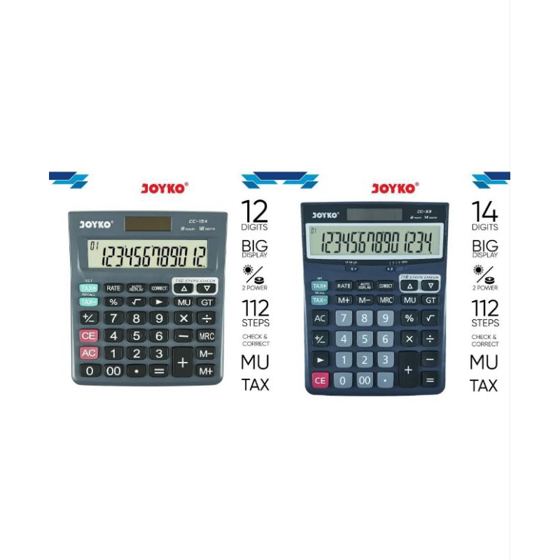 

JOYKO CC33 CC15A CALCULATOR WITH TAX SYSTEM BUTTON KALKULATOR DENGAN FUNGSI TOMBOL PAJAK PPN