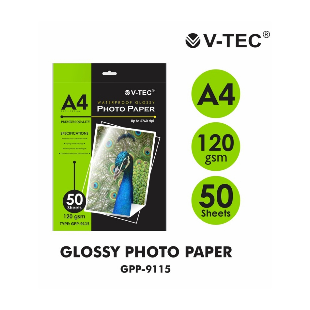 PHOTO PAPER VTEC 120 GSM A4 / KERTAS FOTO VTEC ISI 50 LEMBAR