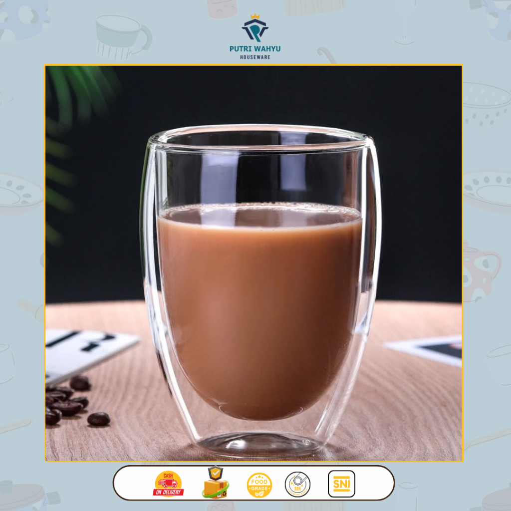 DGC 350ml Mug 300ml Double wall Gelas Double Layer Premium Double Wall Anti Panas Insulated Cup Glas