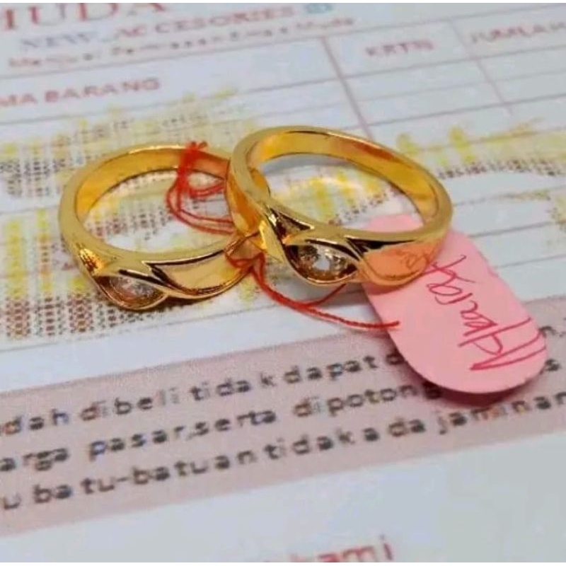 BISA DIJUAL LAGI,,, Cincin Couple Pasangan Cincin Tunangan Berlapis Emas 24k, FREE SURAT DARI TOKO