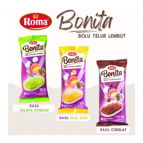

Roma Bonita Bolu Telur Lembut Soft Cake 1 BOX / 12 PCS