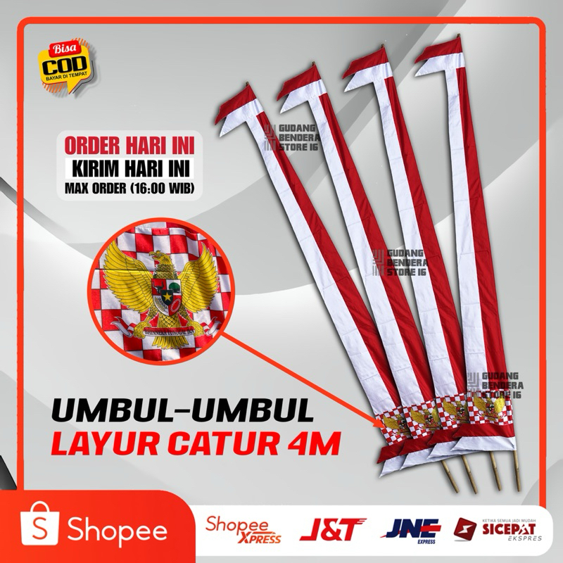 BENDERA UMBUL UMBUL LAYUR CATUR 4 METER