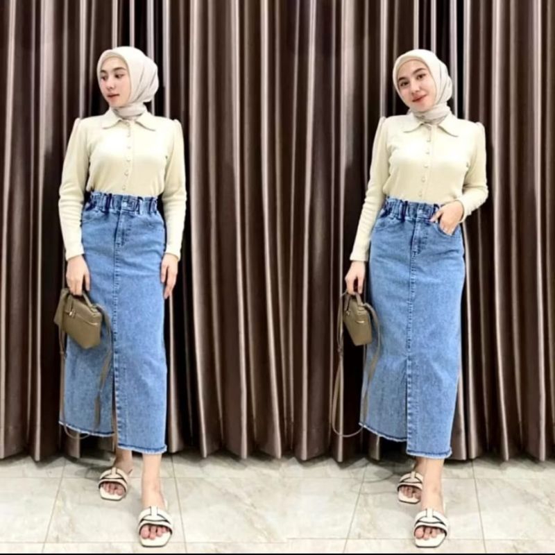 Rok Jeans 7/9 Korean style wanita