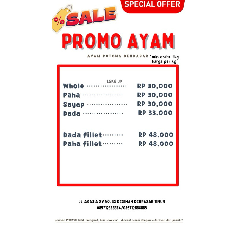 

PROMO AYAM PER 1 Kg