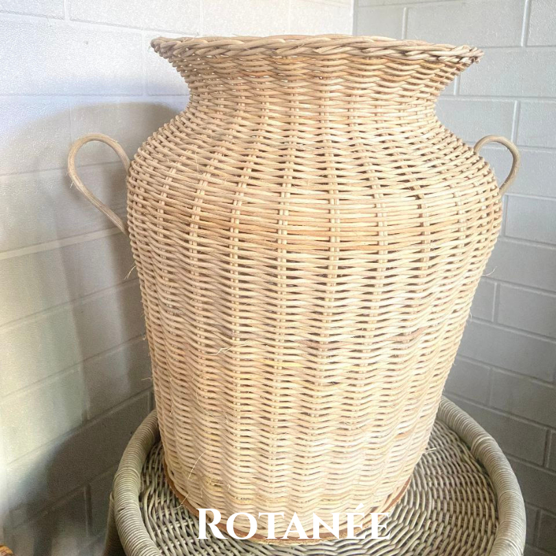 Rotanée Guci Jumbo Anyaman Rotan Alami Pegangan Kanan Kiri