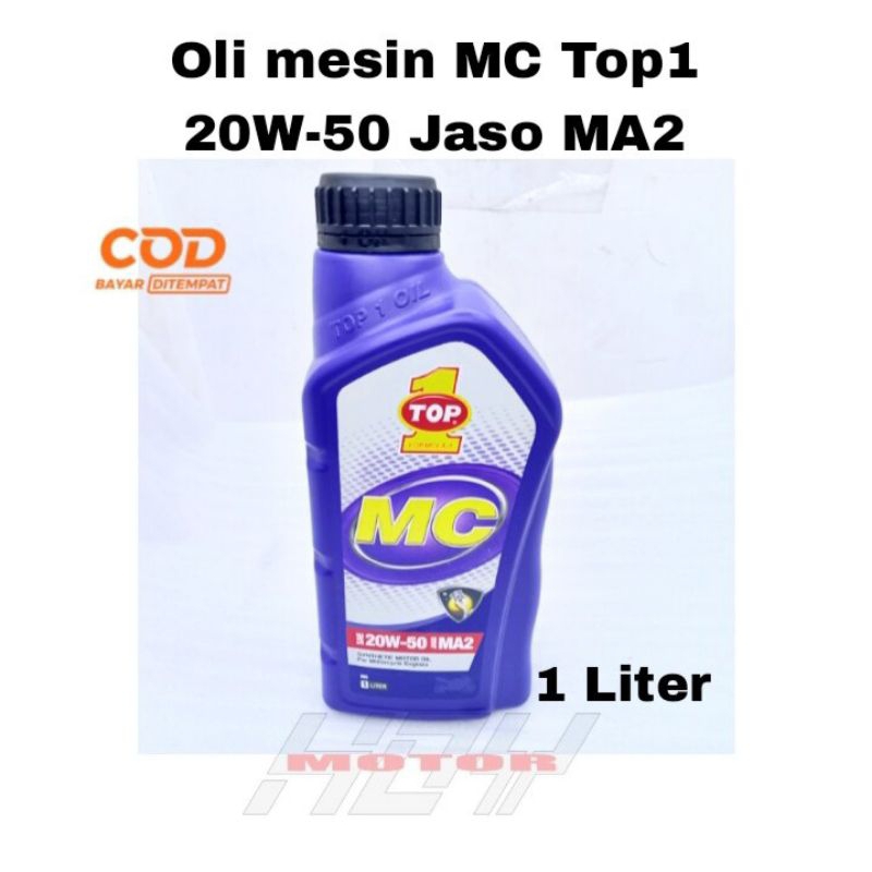 oli mesin MC top1 Top 1 SAE 20W-50 jaso MA2 1liter