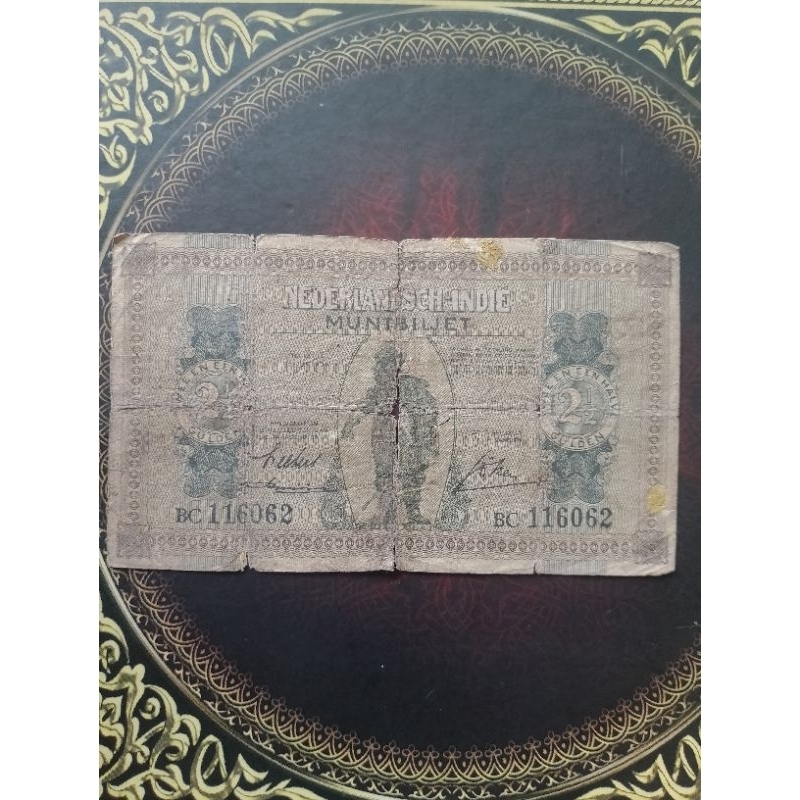 Uang Hindia Belanda Muntbiljet 2.5 gulden 1940 fine