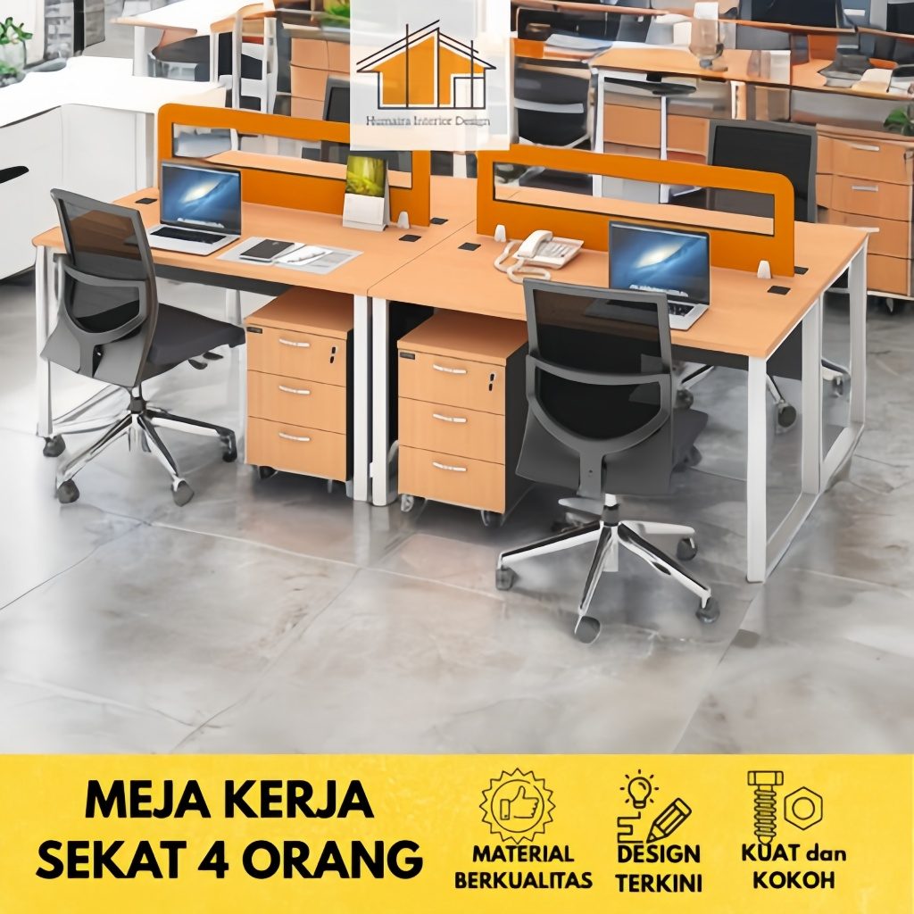 Humaira Interior Meja Kerja Sekat 4 Orang / Meja Kerja Minimalis / Workstations Office Table / Meja 