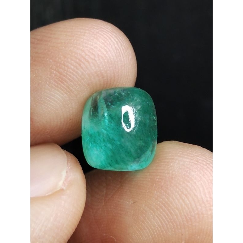 Natural Emerald Zamrud 10 x 9 x 5.5 mm 4.95 Ct Colombia Green Beryl Bluish Biru Cushion Cabochon Asl