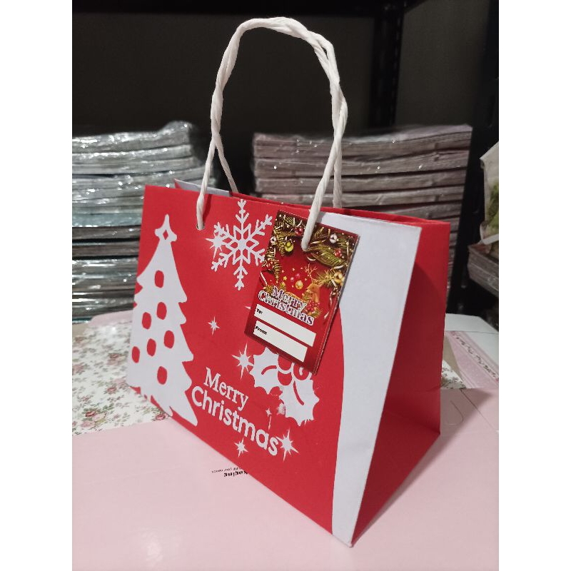 

Paperbag kraft natal 20*10*15cm @10pcs free hangtag
