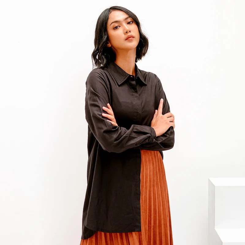 Dauky M Tunik Basic Katun Paris 'Black' | Atasan Tunik Kemeja