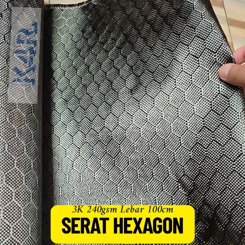 Serat Carbon Hexagon 3K 240gsm Carbon Asli Mengkilap