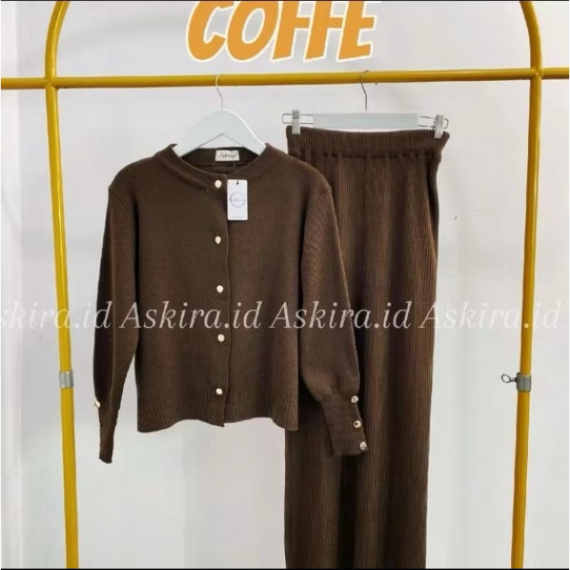 one set tarla Cardigan & Rok rajut span premium  - stelan wanita kekinian