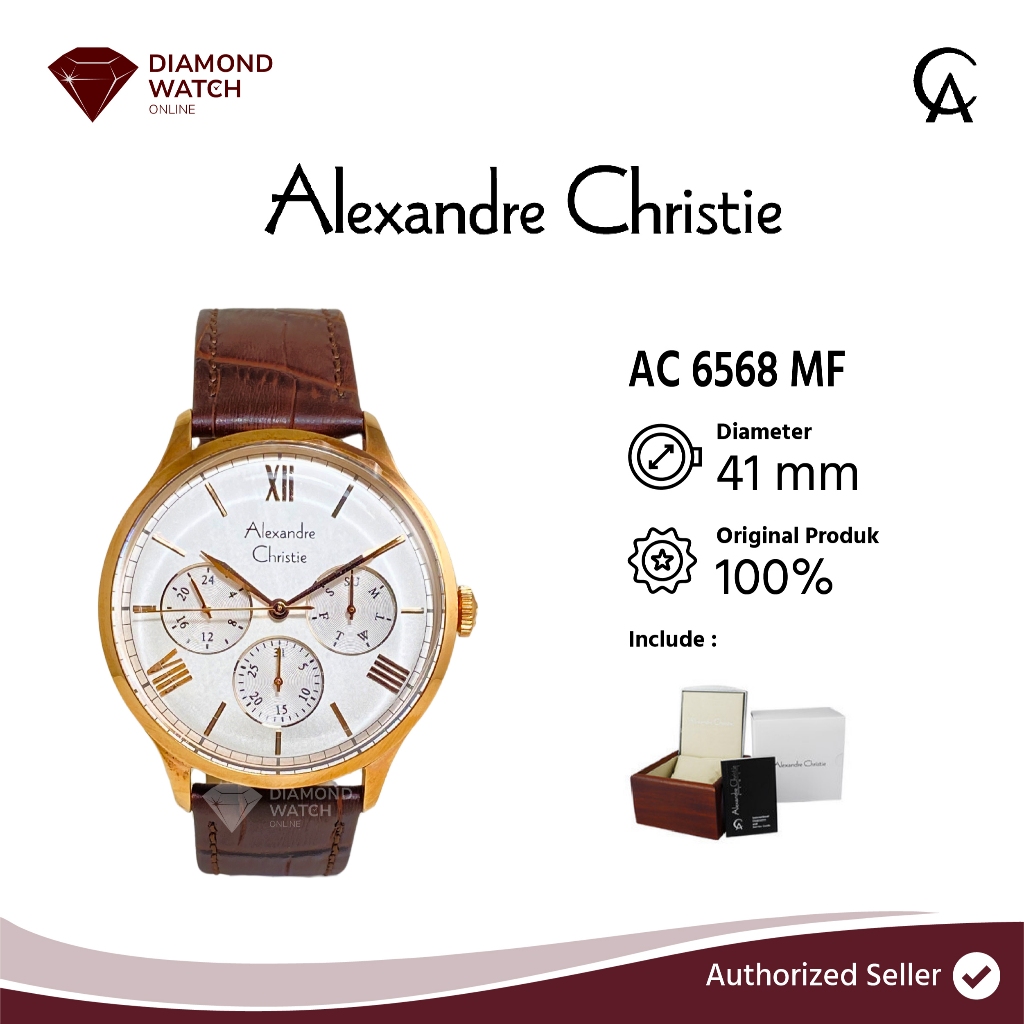 Alexandre Chrisite AC Clasic AC 6568 MF Diameter 41mm / 12mm White Dial Leather Strap