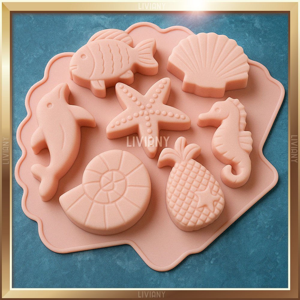 Cetakan Silikon Kue Cake Coklat Puding Binatang Laut Kartun Sea Marine