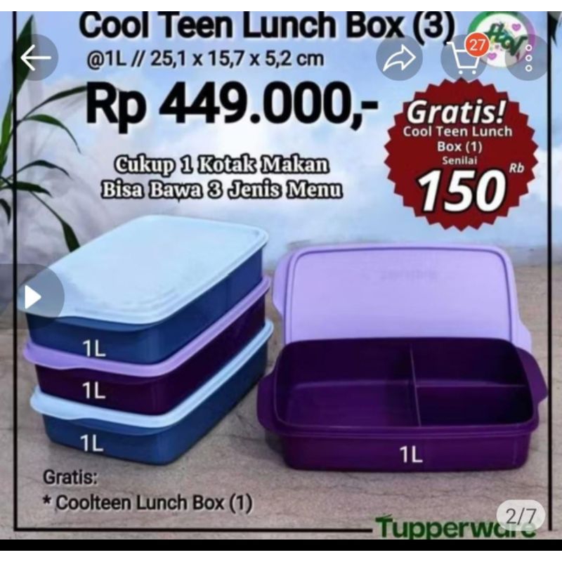 cool teen lunch box tupperware / tempat bekal tupperware