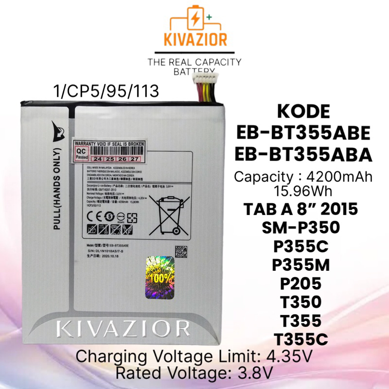 Baterai Batrai SAMS GALAXY TAB A 8.0 T350 T355 P355 TAB S PEN ORIGINAL EB-BT355ABE  EB-BT355ABA BATR