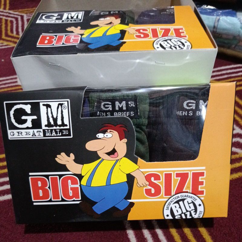 (3 PCS) CELANA DALAM PRIA GM UKURAN 5L JUMBO/CELANA DALAM PRIA GM BIG SIZE 4L
