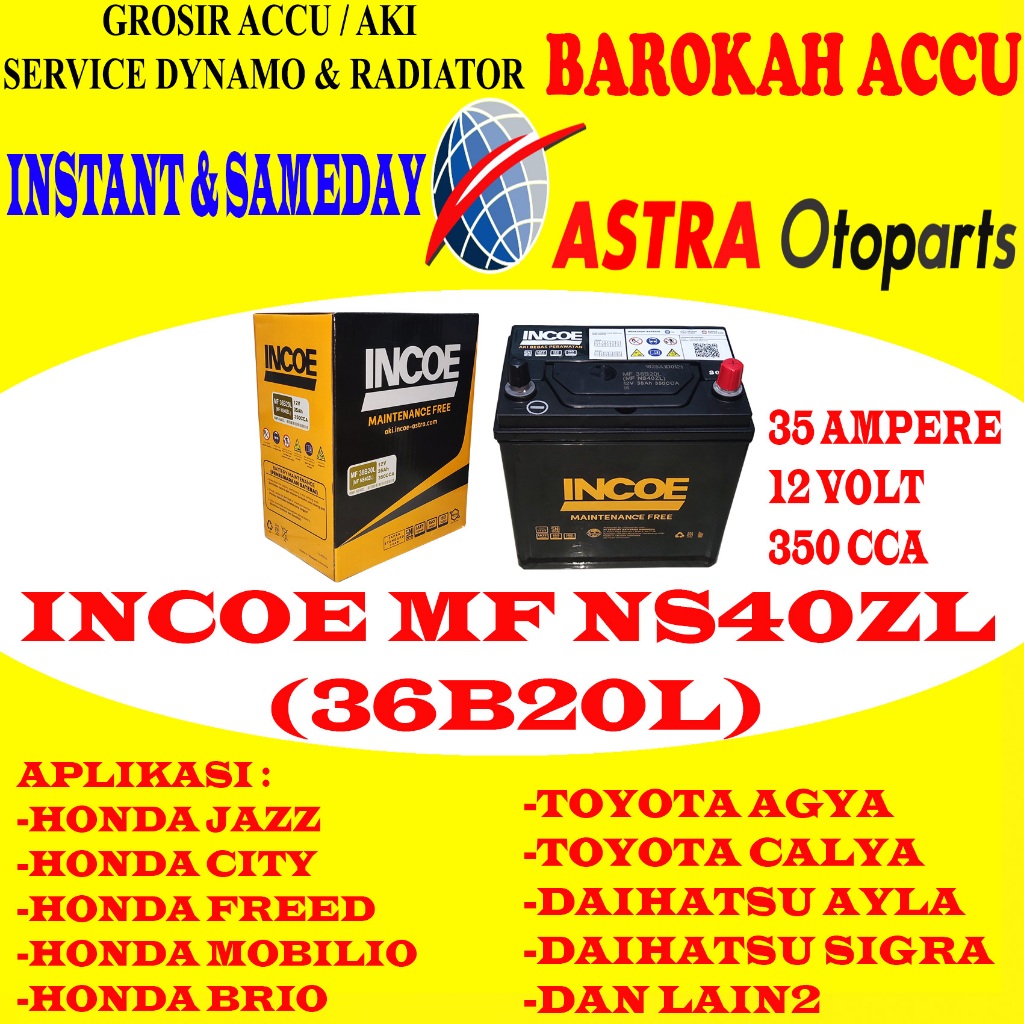 AKI INCOE MF NS40ZL / 36B20L , 35 AH ASTRA OTOPARTS