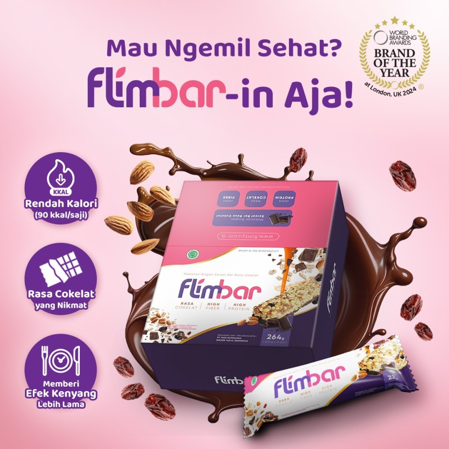 

1 BOX FLIMBAR ISI 12 BAR by FLIMTY - FLIM BAR SNACK PROTEIN BAR RASA COKELAT - SNACK CEMILAN SEHAT BPOM DAN HALAL