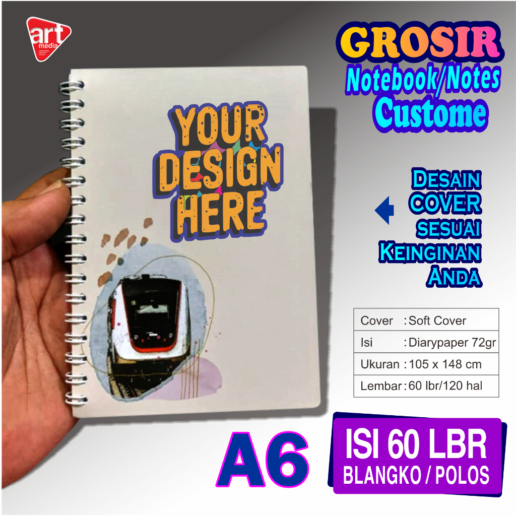 

CUSTOM Notes A6 / Notebook A6_Isi 60 lbr_Plain/polos _ Kertas : Diarypaper 72 grm (Kertas Import) - Cocok untuk Notes Seminar, Souvenir, Merchandise, Hadiah, Catatan ataupun buku Harian Anda_Cover custom sesuai keinginan