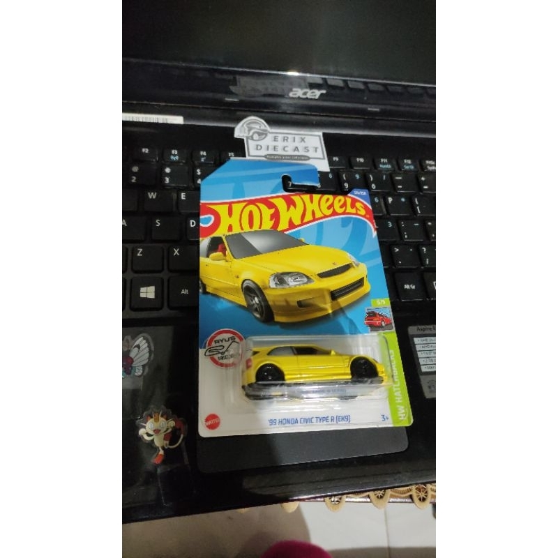 Hotwheels 99 Honda Civic type R (EK9) kuning