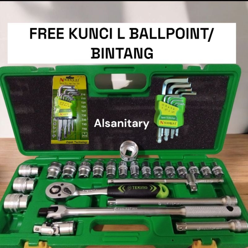 kunci sok tekiro 24 pcs sok set 8 32mm tekiro kunci shock set tekiro 8 32 mm kunci sok alat bengkel 