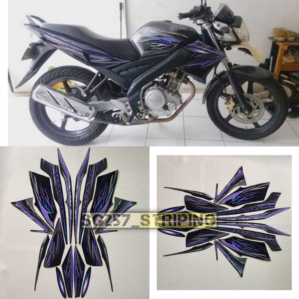 Stiker Striping List Body Motor Vixion Old 2010 Abu Ungu