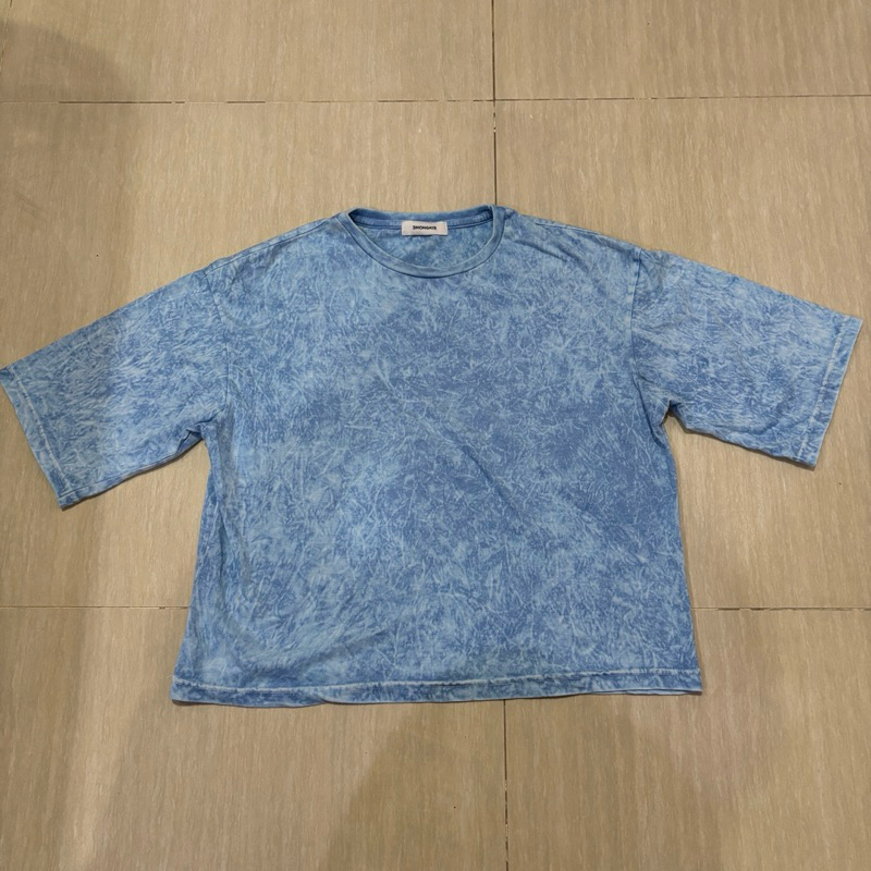 3Mongkis Women Shirt Crop Top Tie Dye Coral Baby Blue - Baju Atasan Kaos Wanita Biru Muda