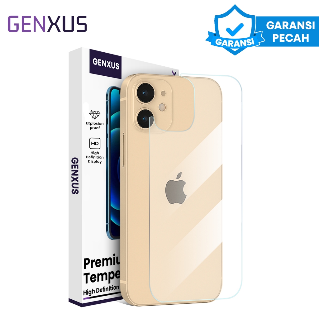 Genxus Back Tempered Glass 9H Fullcover for iPhone 12 PRO Anti Gores Belakang Protector 9H 15 Pro Ma