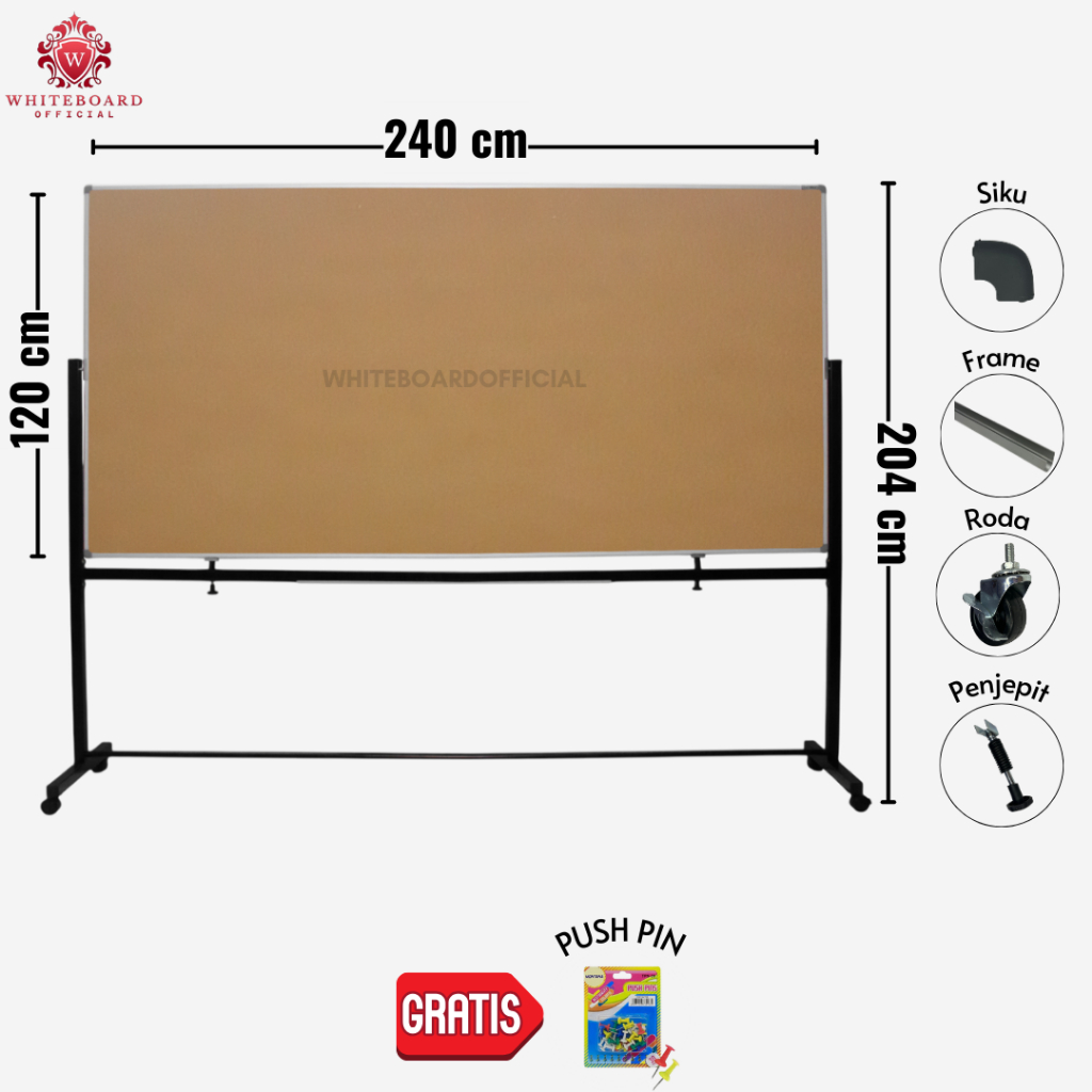 

SAKANA Softboard Standing 120x240cm / Message Board / Pin Board / Papan Mading / Papan Pengumuman